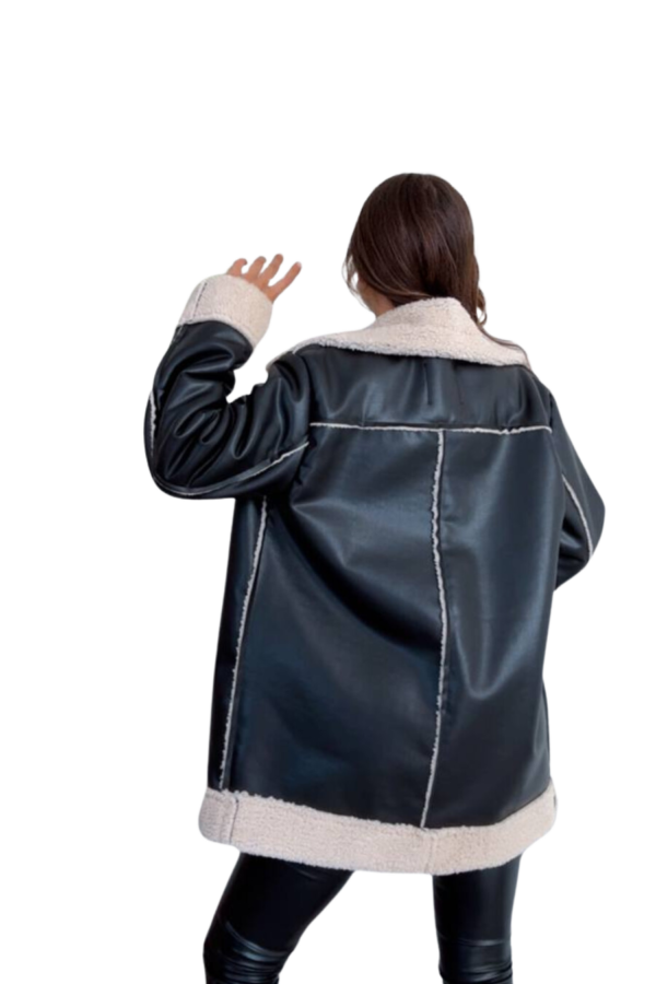 Faux-Leather Sherpa Jacket