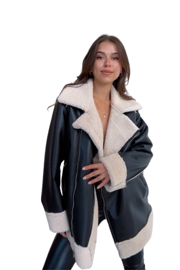 Faux-Leather Sherpa Jacket