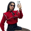 Pull Rouge en Maille avec Volants et Nœud