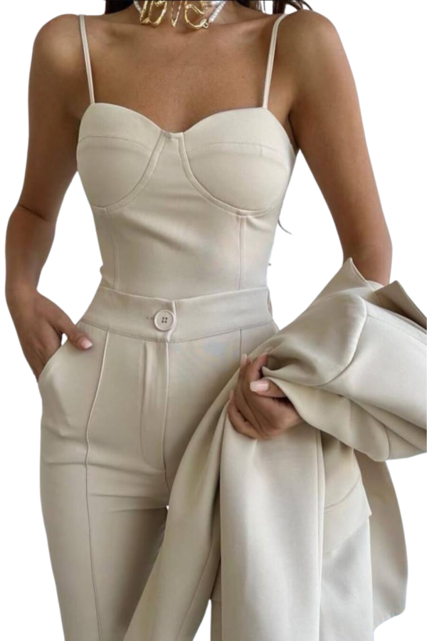 Tailleur Écru Élégant 3 Pièces