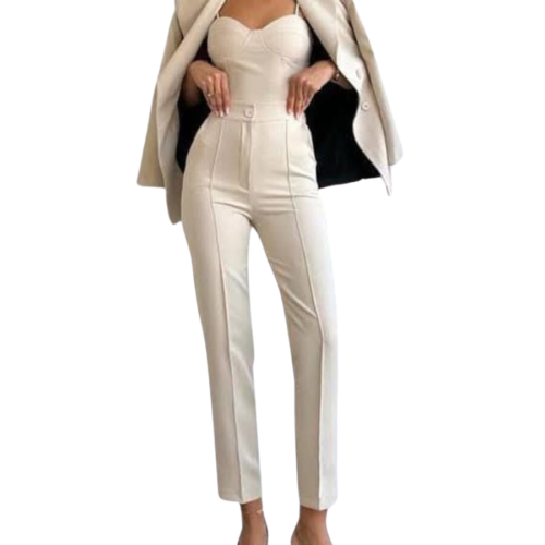 Tailleur Écru Élégant 3 Pièces