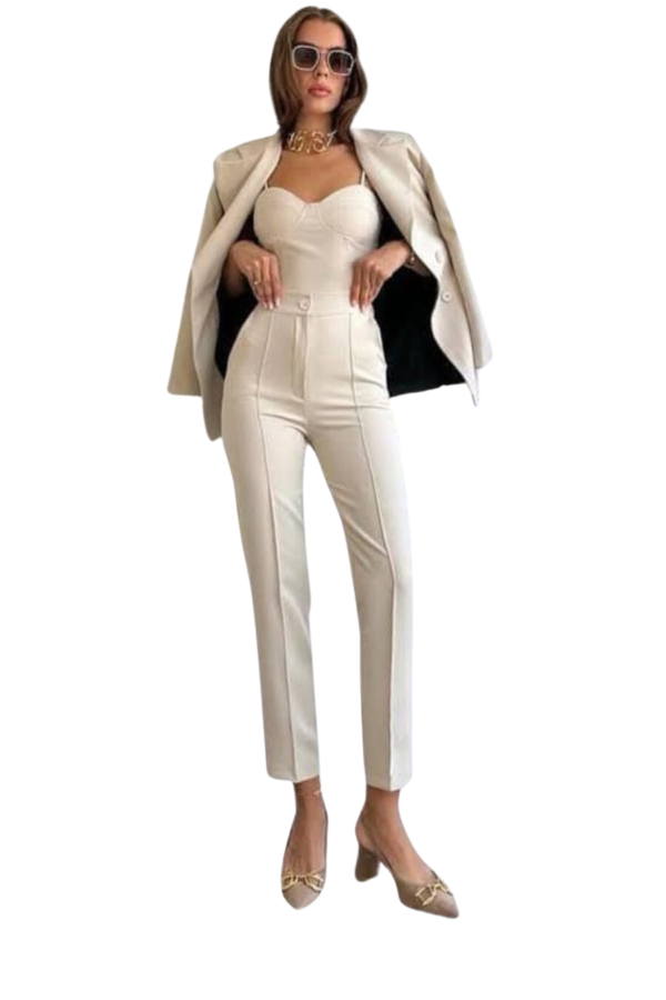 Tailleur Écru Élégant 3 Pièces